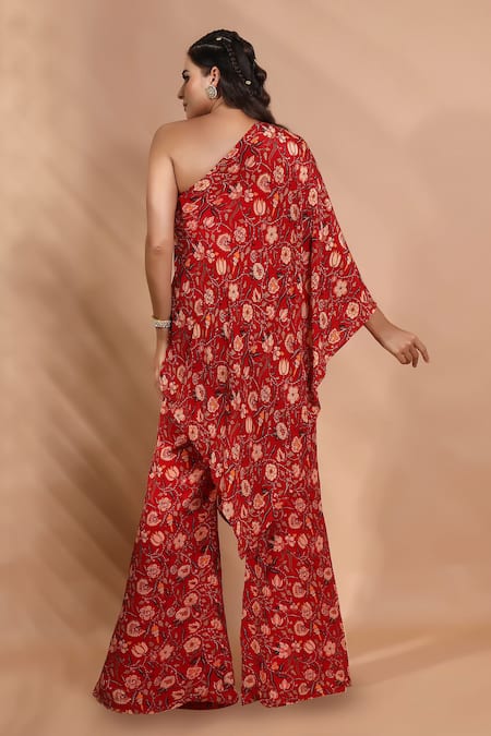 Shreya J Label Floral One Shoulder Tunic Set 