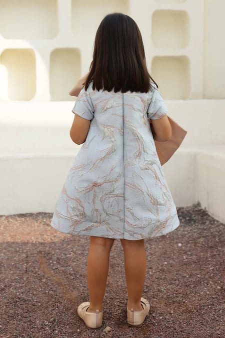 Tiny Pants Cinderellas Blue Jacquard Bow Dress