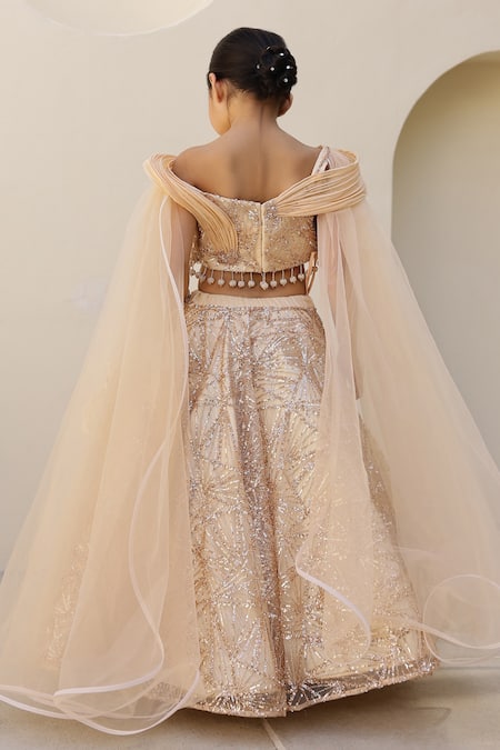 Janyas Closet Gold Sparkle Sequin Lehenga & Blouse Set 