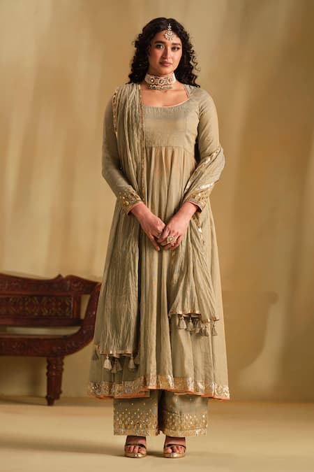 Almaari By Pooja Patel Silk Embroidered Anarkali Set 