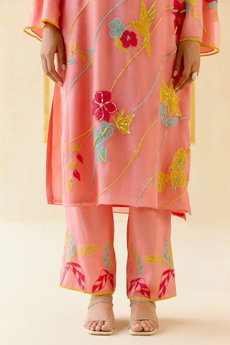 Buy I Am Design Pink Silk Organza Applique, Embroidery, Sequins Bougainvillea Leher Kurta Set Online at Aza Fashions Buy_I Am Design_Pink Silk Organza Applique, Embroidery, Sequins Bougainvillea Leher Kurta Set _Online_at_Aza_Fashions