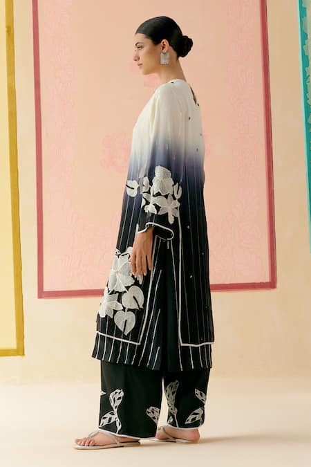 I Am Design White Silk Organza Applique, Embroidery, Sequins, Rose Ombre Layered Kurta Set Online at Aza Fashions I Am Design_White Silk Organza Applique, Embroidery, Sequins, Rose Ombre Layered Kurta Set _Online_at_Aza_Fashions