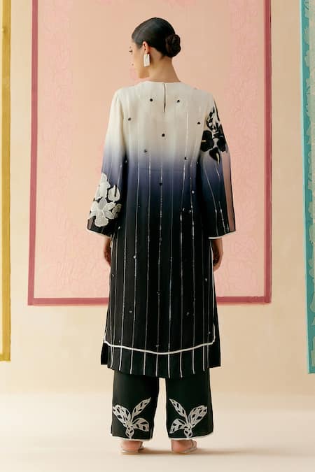 I Am Design Rose Applique Ombre Layered Kurta Set 