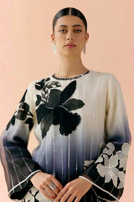 Buy I Am Design White Silk Organza Applique, Embroidery, Sequins, Rose Ombre Layered Kurta Set Online at Aza Fashions Buy_I Am Design_White Silk Organza Applique, Embroidery, Sequins, Rose Ombre Layered Kurta Set _Online_at_Aza_Fashions