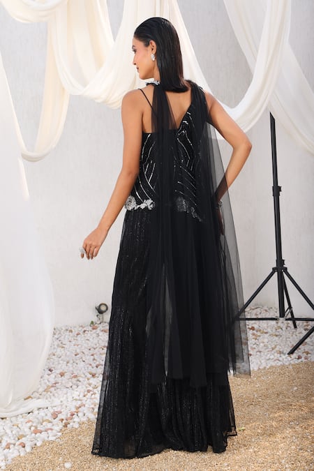 Meenagurnam Embroidered Peplum Top Sharara Set 