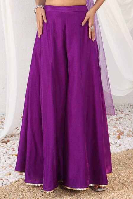 Meenagurnam_Purple Net Sequins, Stones Sweetheart Cutdana And Embellished Blouse Sharara Set _Online_at_Aza_Fashions