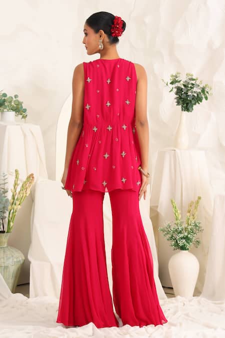 Meenagurnam Embellished Jacket Sharara Set 