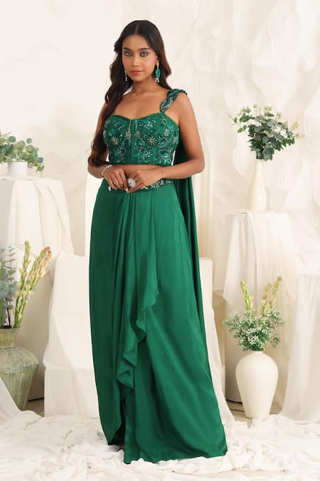 Meenagurnam Embellished Blouse & Skirt Set 