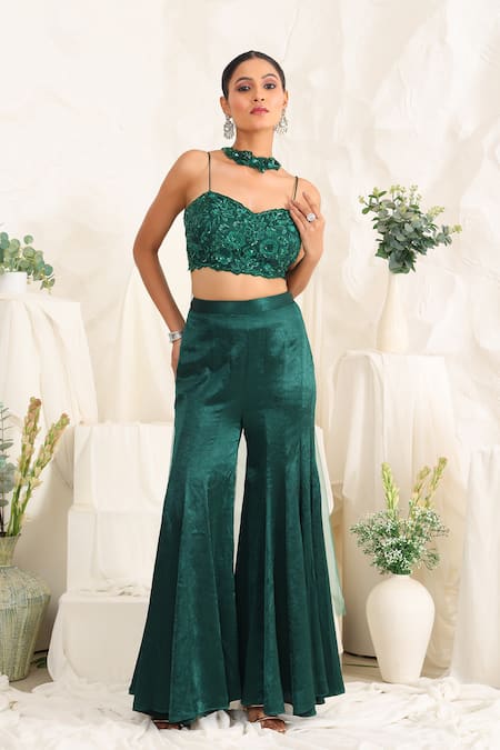 Meenagurnam Hand Embellished Blouse Sharara Set 