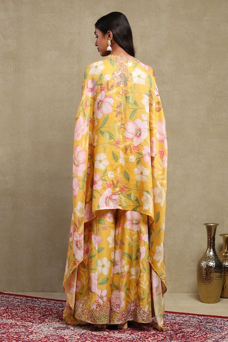 Dohr India Floral Print Cape Trouser Set 