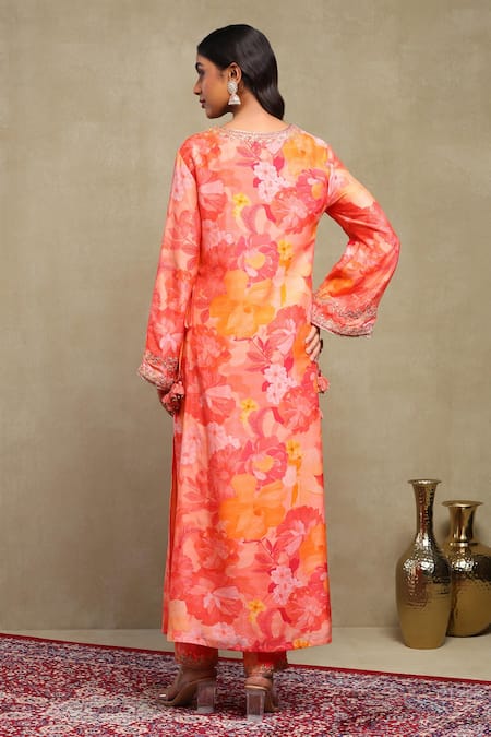 Dohr India Floral Print Kaftan & Pant Set 