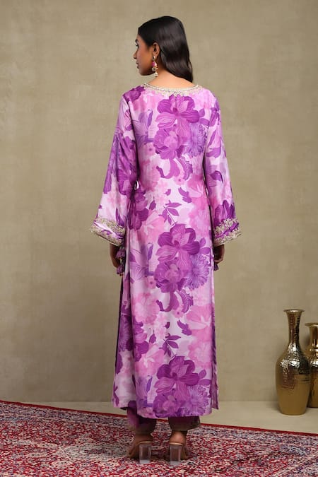 Dohr India Floral Print Kaftan & Pant Set 