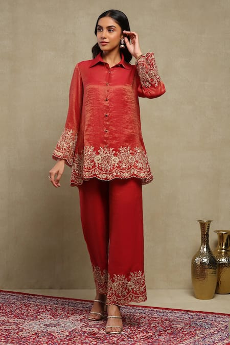 Dohr India Dori Embroidered Shirt & Trouser Set 