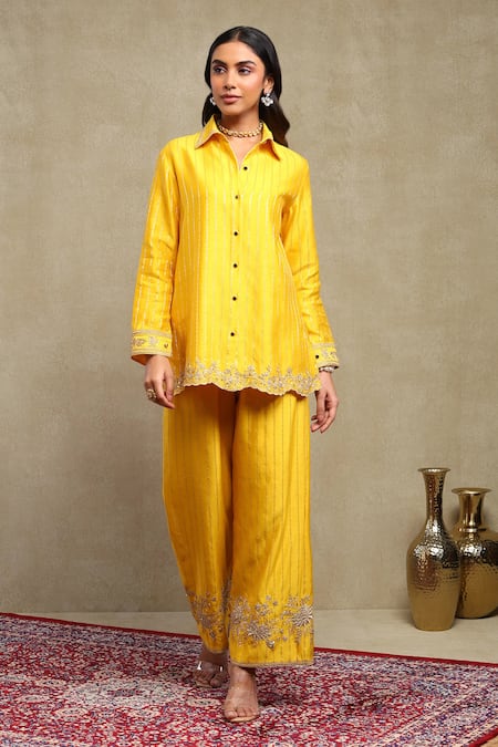 Dohr India Banarasi Striped Shirt & Trouser Set 