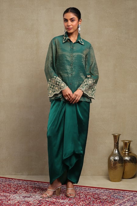 Dohr India Dori Embroidered Shirt Skirt Set 