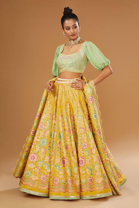 I Am Design Flower Print Lehenga Set 