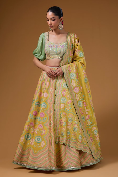 I Am Design Garden Print Lehenga Set 