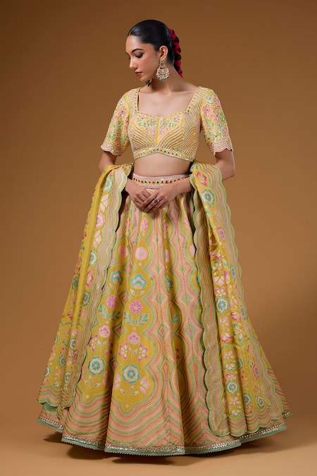 I Am Design Botanical Print Lehenga Set 