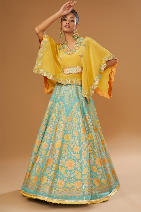 I Am Design Floral Print Lehenga & Kaftan Set 