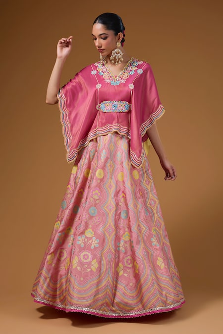 I Am Design Floral & Scallop Print Lehenga Set 