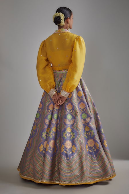 I Am Design Floral & Scallop Print Lehenga Set 