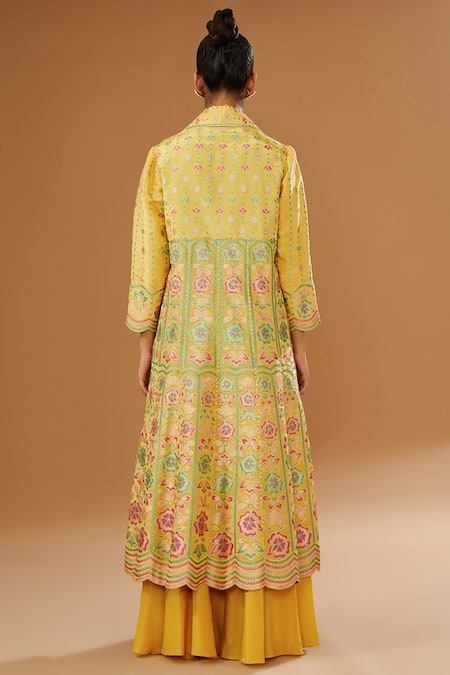 I Am Design Floral Print Anarkali Jacket Skirt Set 