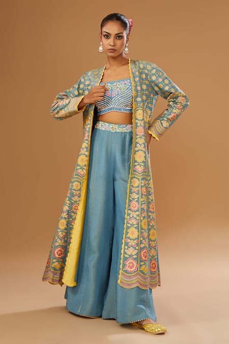 I Am Design Floral Print Jacket Palazzo Set 