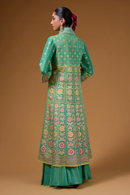 I Am Design Flower Print Anarkali Jacket Skirt Set