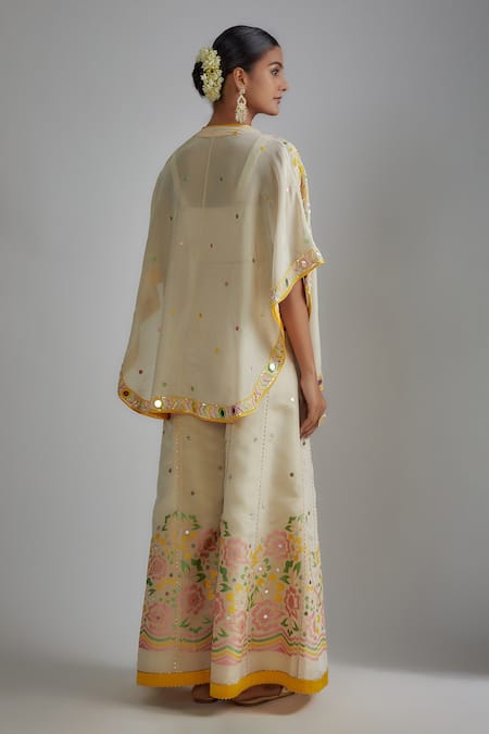 I Am Design Printed Palazzo & Cape Set 