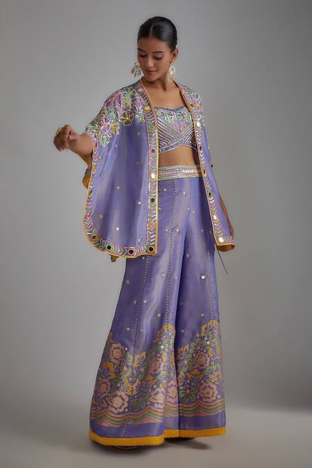 I Am Design Floral Print Palazzo & Cape Set 