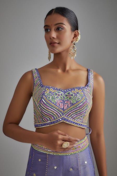 Shop I Am Design Purple Silk Mirrors, Sequins, Embroidery Open Floral Print Palazzo And Cape Set Online at Aza Fashions Shop_I Am Design_Purple Silk Mirrors, Sequins, Embroidery Open Floral Print Palazzo And Cape Set _Online_at_Aza_Fashions