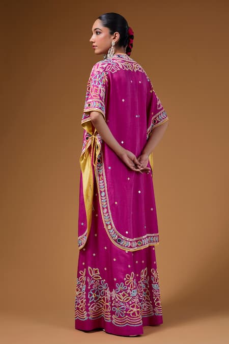 I Am Design Floral Embroidered Palazzo & Cape Set 