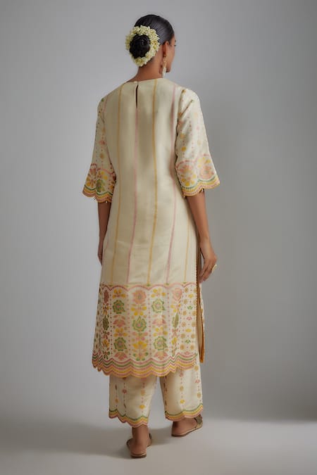 I Am Design Floral Print Kurta Pant Set 