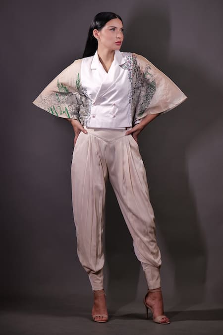 Rahul Singh Kantha & Aari Embroidered Cape Style Shirt & Trouser 