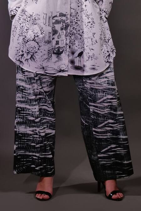 Buy_Rahul Singh_Ivory Cotton Collared Printed Shirt And Trouser Set _Online_at_Aza_Fashions