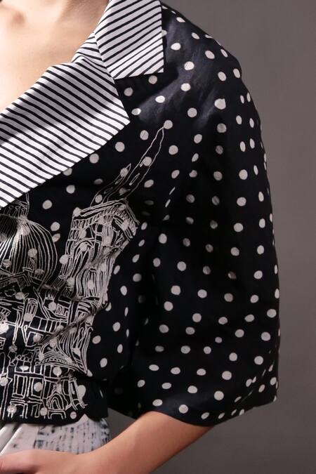 Rahul Singh_Black Cotton Embroidery V-neck Kantha Shirt And Trouser Set _Online_at_Aza_Fashions