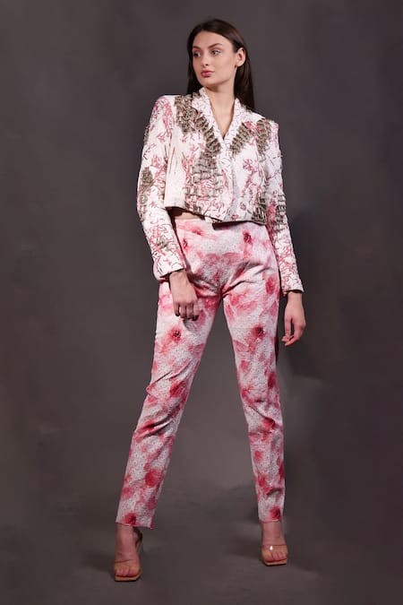 Rahul Singh Embellished Schiffli Shacket & Trouser Set 