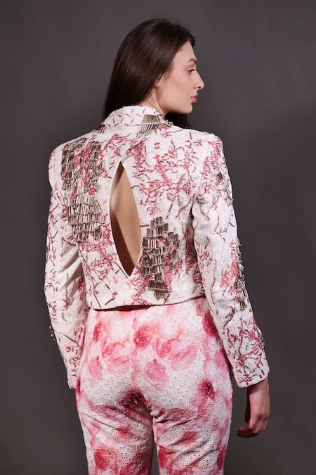 Rahul Singh Embellished Schiffli Shacket & Trouser Set 