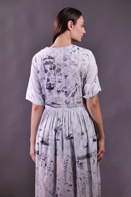 Rahul Singh Printed Wrap Midi Dress 