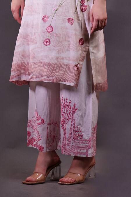Buy_Rahul Singh_Ivory Cotton, Silk Embroidery Round Neck Hand Kurta And Trouser Set _Online_at_Aza_Fashions