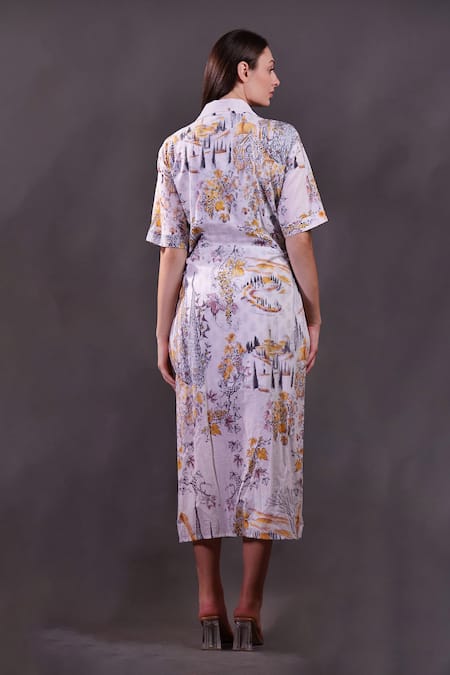 Rahul Singh Printed Wrap Midi Dress 