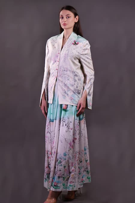 Rahul Singh Printed Jacket & Skirt Set 