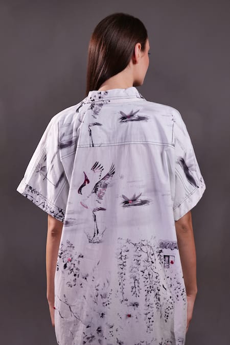 Rahul Singh Printed Collared Midi Dress 