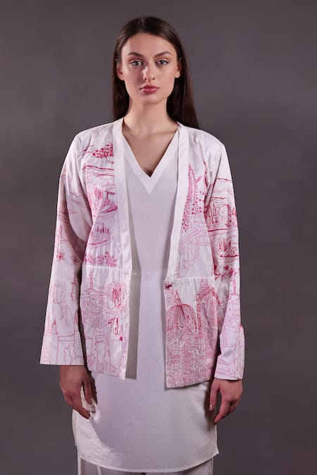 Rahul Singh Kantha Embroidered Jacket & Kurta Set 