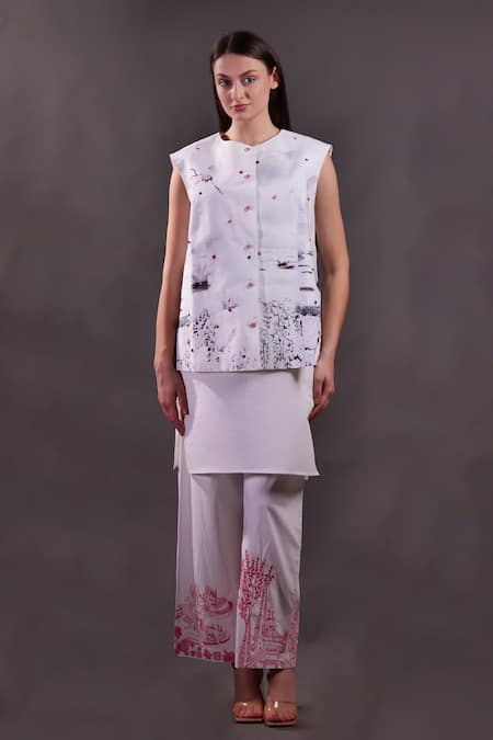 Rahul Singh Printed Waistcoat & Kantha Embroidered Trouser Set 