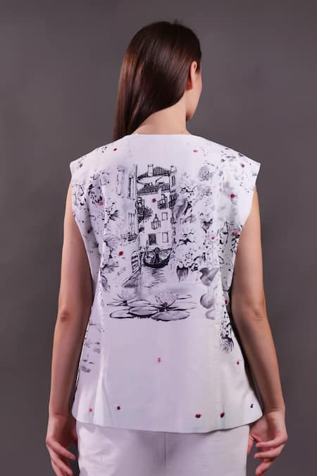 Rahul Singh Printed Waistcoat & Kantha Embroidered Trouser Set 