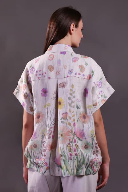 Rahul Singh Floral Printed Linen Shirt & Trouser Set 