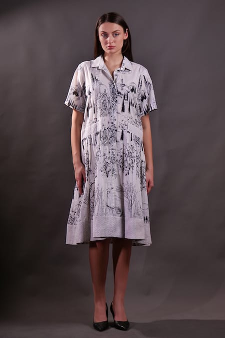 Rahul Singh Kantha Hand Embroidered Midi Dress 