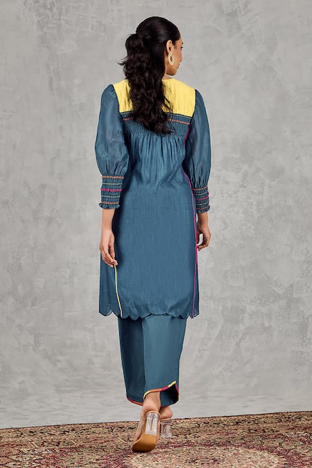 Shivani Bhargava Scallop Hem Hand Embroidered Kurta Set 