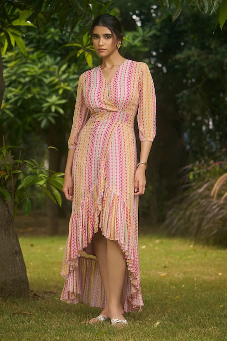 AMRIN KHAN Cream Multi Onepiece Dress 